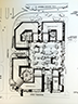 Black ink defining several rectangular shapes representing buildings and courtyards on a site plan.